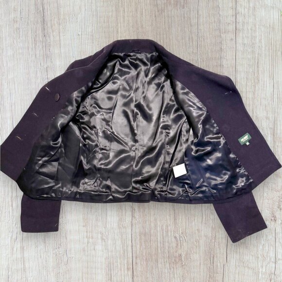 Hobbs Made in England Navy Wool Blend Cropped Pea Coat Jacket Women’s Size 6 - Picture 4 of 11